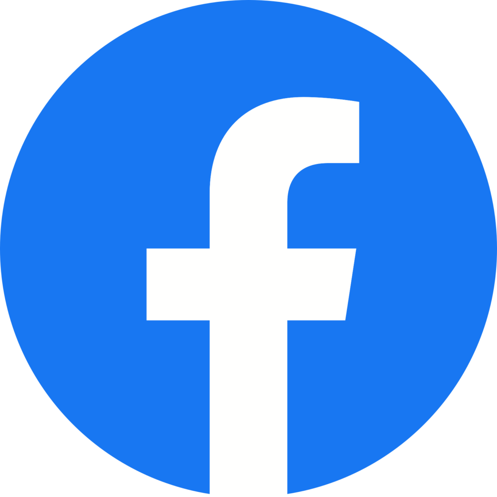 Facebook logo: white lowercase 'f' on a blue circular background, used as a social media icon.